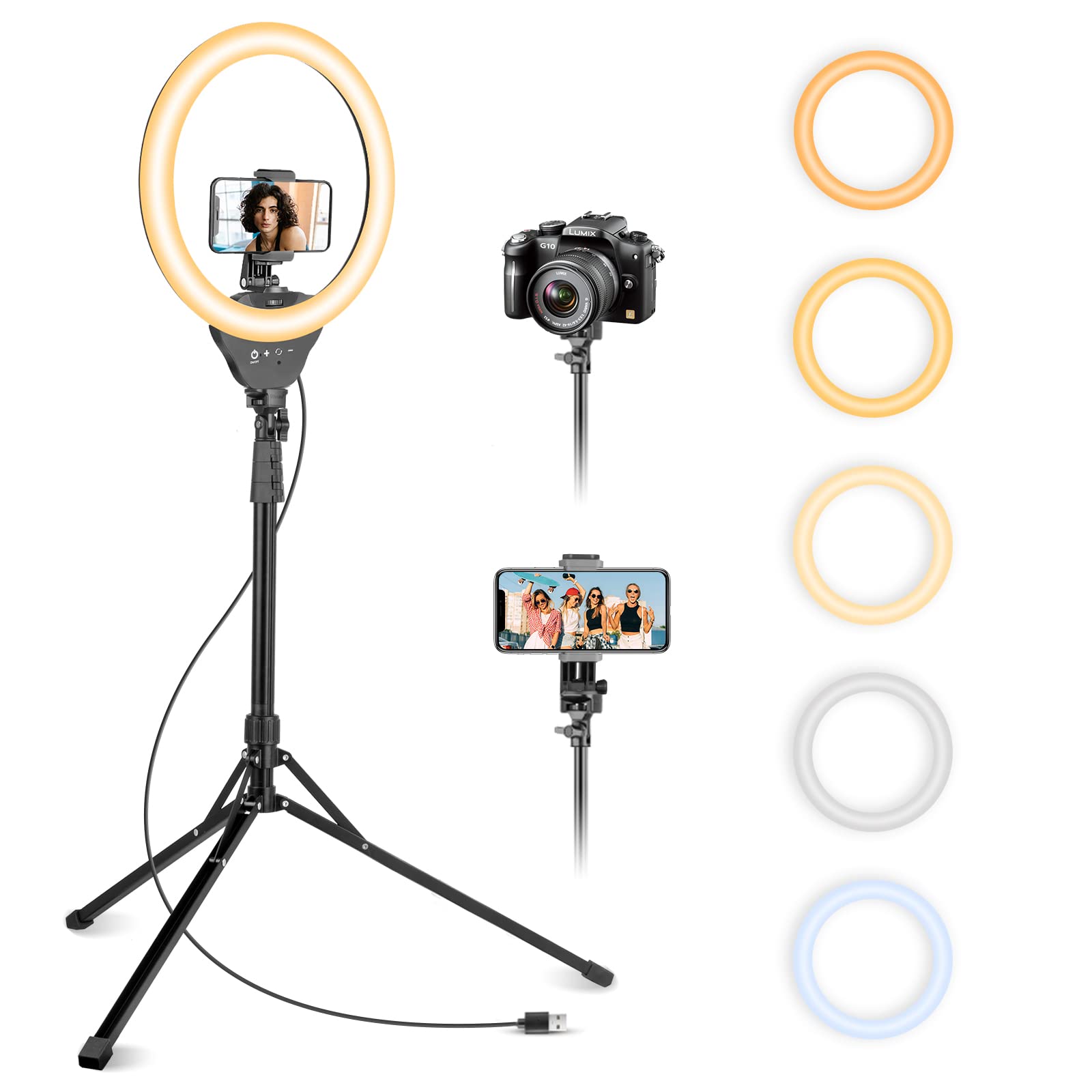 Aureday 14'' Selfie Ring Light with 62'' Tripod Stand and Phone Holder